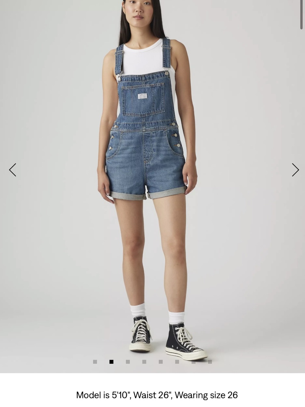 Levi's Medium Blue Denim Short Overalls for Women